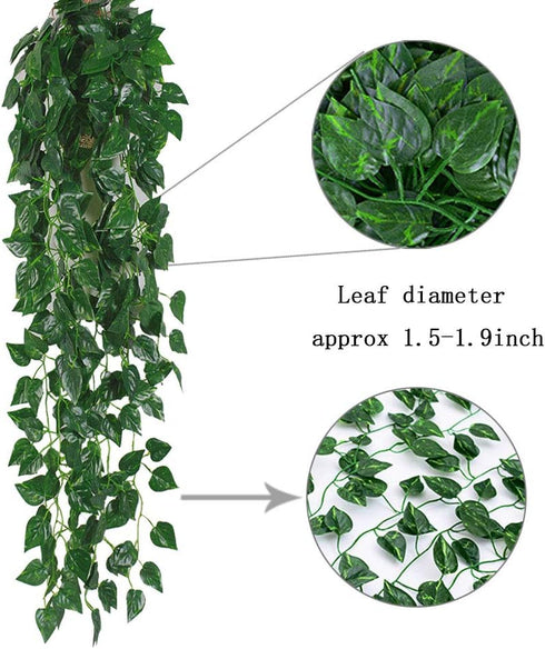 Kalolary 84 Feet Scindapsus Artificial Ivy Garland, 12 Strands Green Leaves Vine for Wedding Arch, Party Decoration