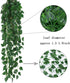 Kalolary 84 Feet Scindapsus Artificial Ivy Garland, 12 Strands Green Leaves Vine for Wedding Arch, Party Decoration