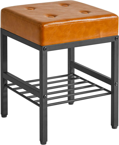 IBUYKE Square Makeup Stool with Adjustable Feet and Storage Space, Footrest Chair,