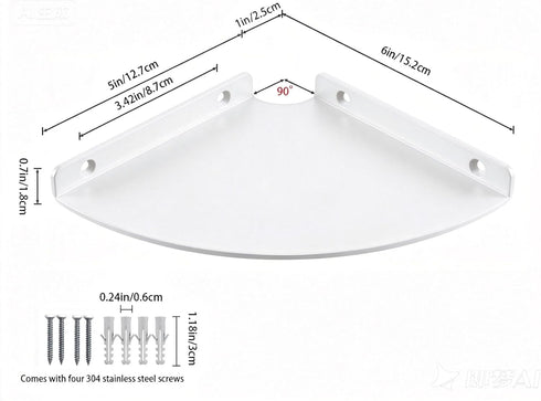 YUjieSTC 3.0mm (6 inch Corner Floating Shelf, Aluminum Alloy Corner Shelves Wall Mounted Corner Shelf White)