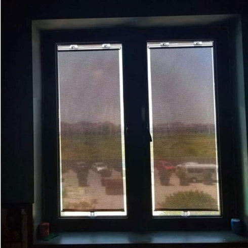 Blackout Blind Curtains with Suction Cups, No Drill Cordless Temporary Roller Shades for Windows, 23''W x49''H, Black