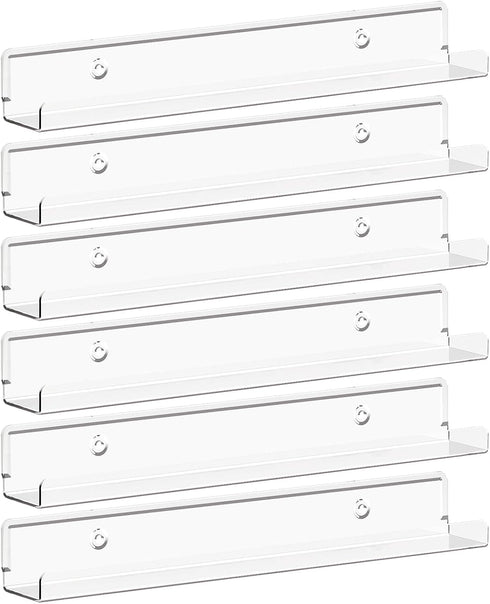 Lifewit Narrow Floating Shelves for Vinyl Record 6 Pack, 12" Clear Wall