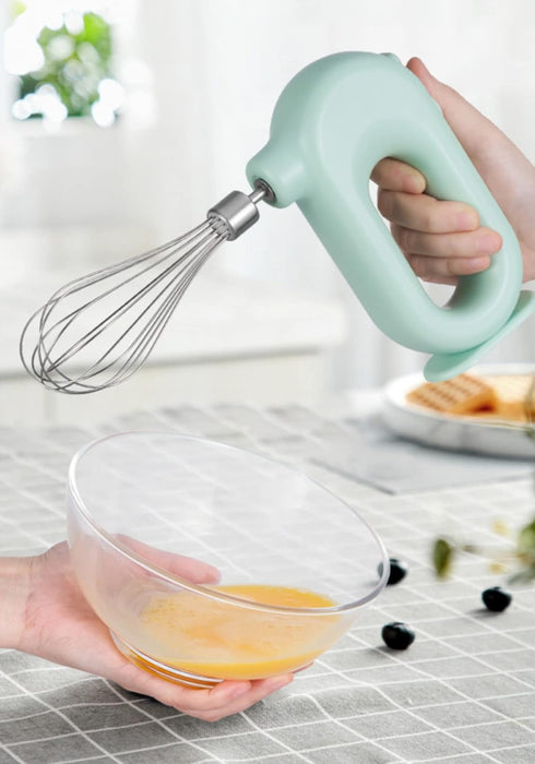 MINI Cordless Electric Hand Mixer, USB Rechargeable Handheld Egg Beater with 2 Whisks, 4 Speed Modes, Pink