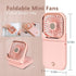 Portable Mini Fan, Small Battery Operated 5 in 1 Power Bank, Phone Holder, Handheld Fan, Pink