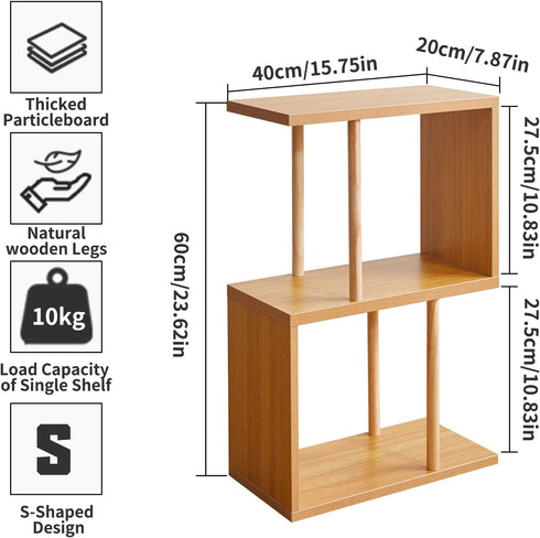 3-Tiered YD-ST003N Aibiju S-Shaped Side Table for Small Spaces, Freestanding Side Table, Sofa End Table, Narrow End