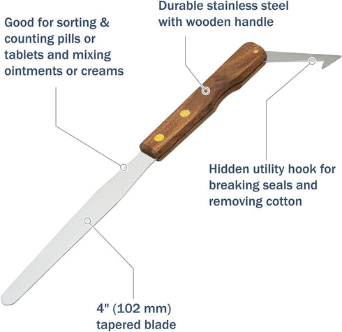 Apothecary Products Stainless Steel Spatula and Blade, 4 3/4" for Pills, Medicine, Vitamins