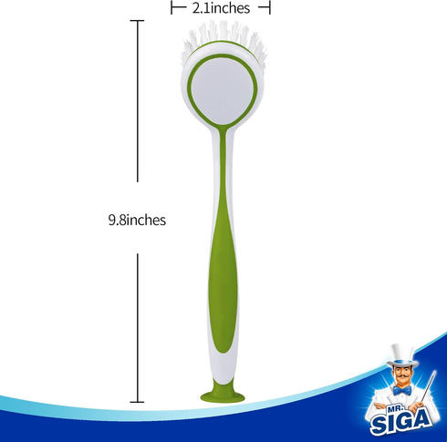 5.5 25cm Pack 3 MR.SIGA Round Dish Brush, Size: Dia x