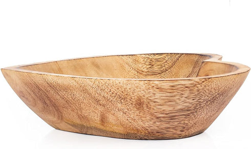 WitnyStore 8" Heart Shaped Wood Bowl, Brown, Handcrafted Wooden Serving Tray, Functional Decorative Tableware for