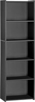 Nouva 5-Shelf Modern Black Bookcase - Stylish Storage Solution for Books, CDs, and More