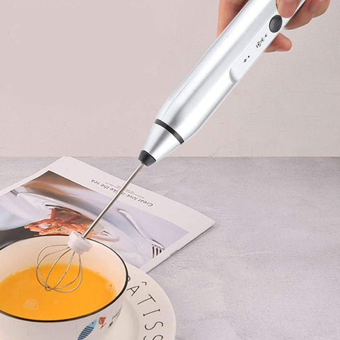 Electric Egg Blender,USB Rechargeable Handheld Egg Beater Milk Frother Milk Foam Maker Egg Blending Tool for Coffee Latte Cappuccino Matcha Hot Chocolate Egg (Silver) by AYNEFY