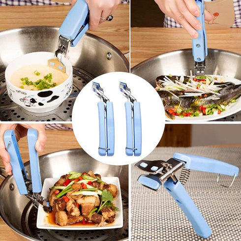 2 Pack Bowl Clip, Stainless Steel Gripper Clips for Moving Hot Plates or Bowls from Microwave, Oven, Air Fryer (2pcs)