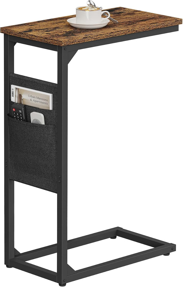 TUTOTAK C Shaped End Table, Side Table for Couch, Sofa Table with