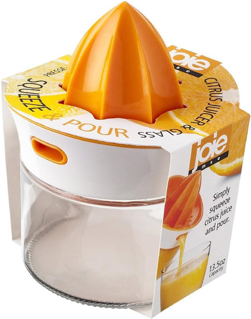Joie Squeeze and Pour Citrus Juicer and Glass, 4-Inches x 5-Inches x 5.75-Inches, 13.5-Ounce Capacity