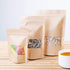 LZLPACKING 100 Pcs Kraft Stand Up Pouches Bags, Brown Resealable Bags with Window for Coffee, Food Storage, Business,