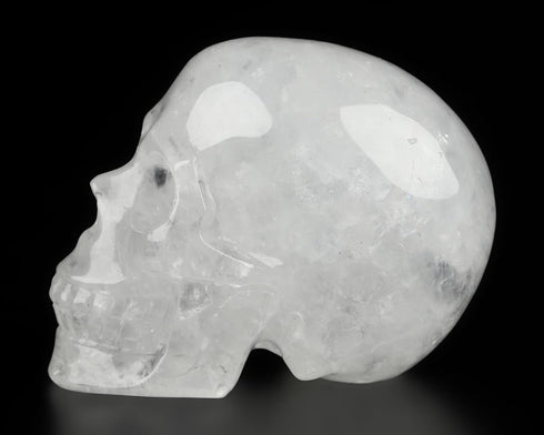 Skullis 2.0" Quartz Rock Crystal Carved Skull - Hand Carved Gemstone Fine Art Sculpture