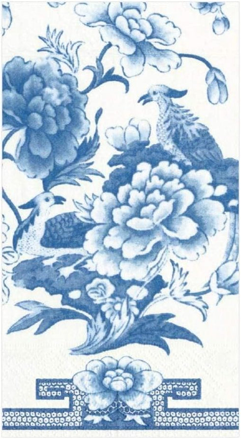 Packs 15 Caspari Blue & White Paper Guest Towel Napkins - Two