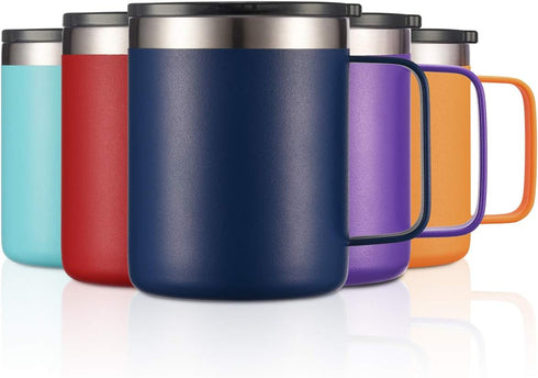 ALOUFEA 12oz Stainless Steel Insulated Coffee Mug with Handle, Double Wall Vacuum Tumbler Cup, Navy