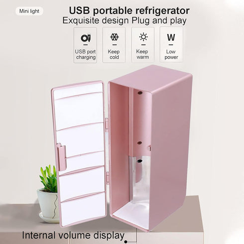 Small Cold Warm Fridge, Mini USB Portable Car Refrigerator for Bedroom Office, Electric Cooler & Warmer