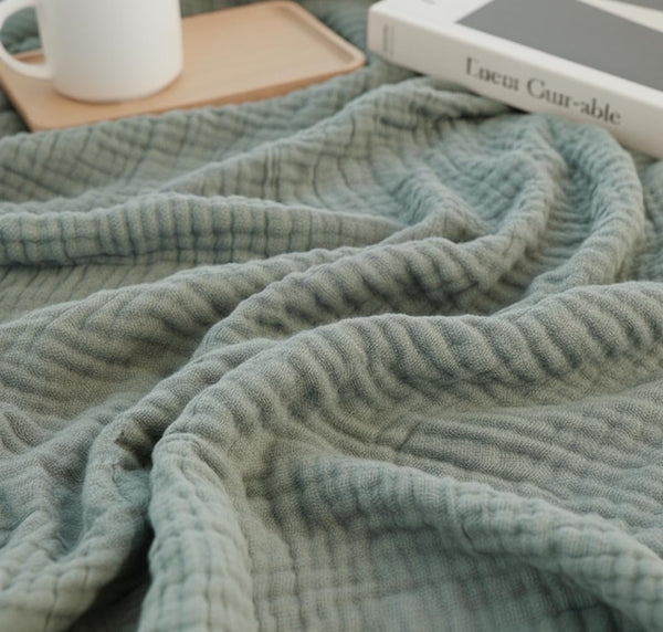 KyraHome 100% Organic Cotton Throw Blankets, 60"x80", Plant Dyed, Lightweight Warm, Gauze Soft