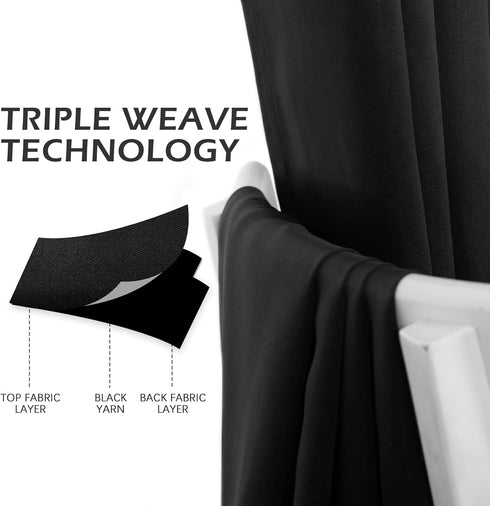 MYSKY HOME Black Curtains: 80 Inch Long Black Out Curtains for Bedroom, Grommet Window Curtains, Thermal Insulated