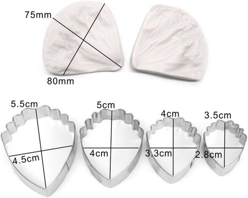 AK ART KITCHENWARE Peony Cutter & Veiner Cake Decorating Supplies - Stainless Steel Cookie Cutter & Silicone Mold