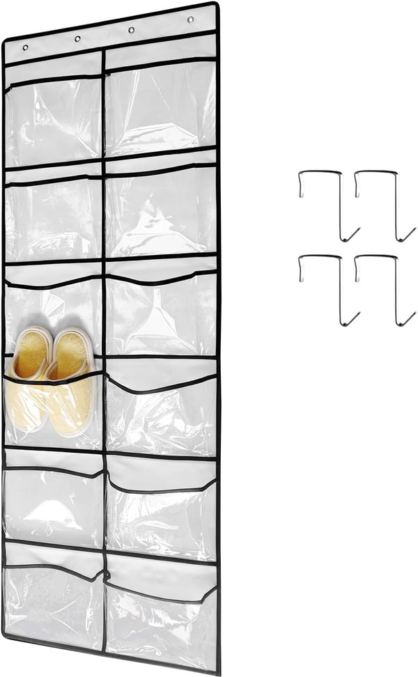 Clear Crystal 1 Pack 12Pockets Large Hanging Shoe Organizer Over The Door