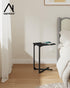 NEFROM Set 2, ET-X-BK2 C-Shaped End Tables, Sofa TV Trays of Small Couch Side Table for Living Room, Bedroom, Bedside