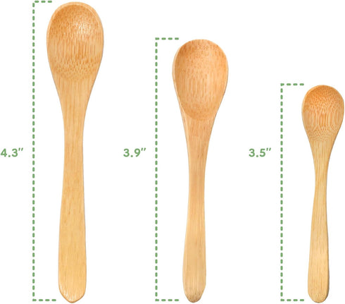 BambooMN Mini Salt Spoons, Tiny Wooden Spoons for Spices, 100pcs Carbonized Brown 3.5"