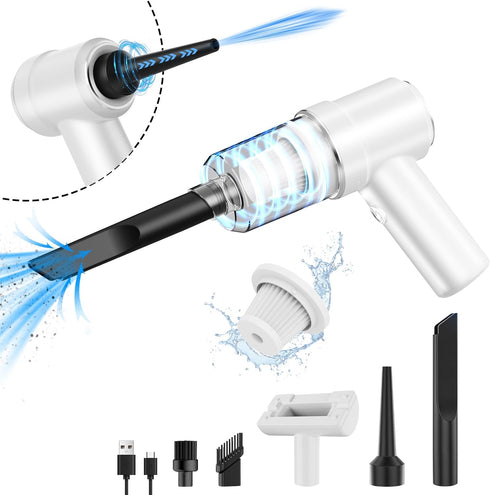 Handheld Vacuum Cordless 13000pa, Portable Mini Vacuum Cleaner with LED Light for Car and Home (White)