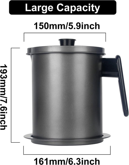 GameXcel Bacon Grease Container with Strainer, Kitchen Oil Container for Storing Fat and Cooking Grease