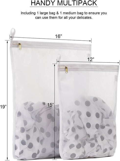 TENRAI Delicates Laundry Bags, Fine Mesh Wash Bag for Underwear, Lingerie, Bra, Pantyhose, Socks (White)