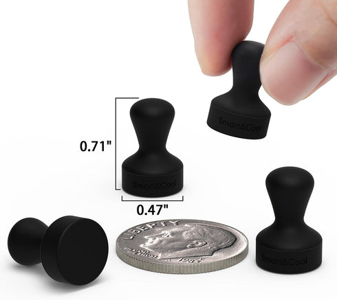SMART&COOL Black 20 Pack Strong Silicone Push Pin Magnets, Anti Scratch Fridge Magnets, Small Push Pin Magnets, Magnets for Refrigerator, Whiteboard, Kitchen, School