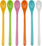 Long Handle Mixing Spoon Set - 6pcs Plastic Coffee Spoons for Iced Coffee, Lemonade, Sundae in Various Colors