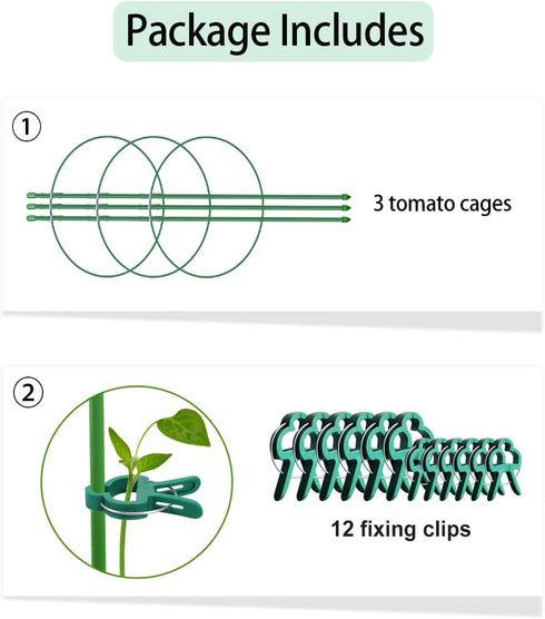 Alliico 20" 3 Pack 12 (20") Plant Support Cages for Climbing Plant Flower Cherry Tomato cage with Stand Stakes