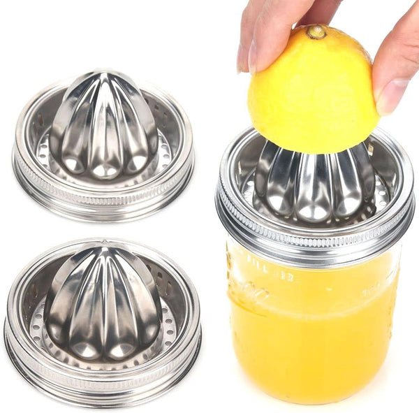 Mason Jar Stainless Steel Juicer Lid (2 Pieces), Citrus Reamer for Wide Mouth Mason Jar