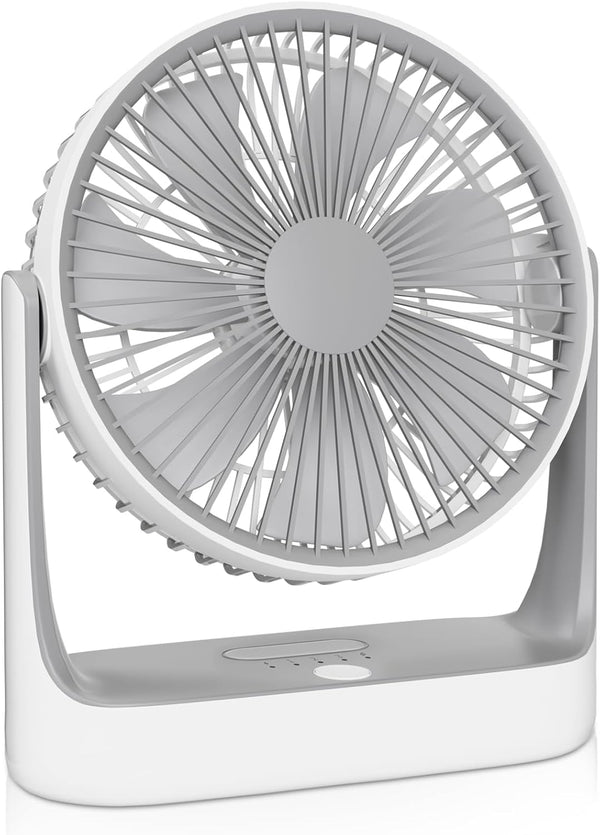 Mollie 6-Inch Small Rechargeable USB Desk Fan, Battery Operated with Speeds for Home Office Bedroom, Portable Cooling