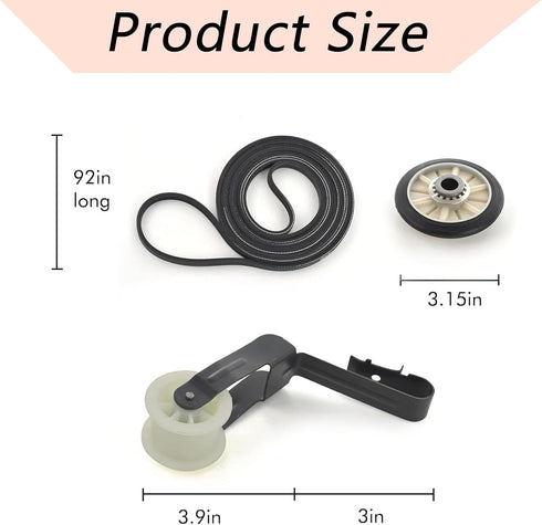 4392065 Dryer Repair Kit with 341241 Dryer Belt, Drum Roller Kit, Idler Pulley for Whirlpool Kenmore Maytag Dryer