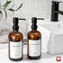 GMISUN Amber Glass Soap Dispenser - 2 Pack Bathroom Hand Soap Dispensers with Stainless Steel Pump, 17 Fl Oz