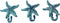 Starfish Antique Blue Cast Iron Wall Hooks - Set of 3 for Coats, Hats, Towels, More