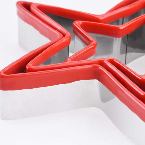 Star Cookie Cutters Set - 3pcs Stainless Steel, Food Grade Large & Mini Star Cookie Cutters for Cookies, Sandwiches