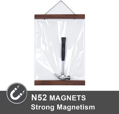 16x20 16x24 16x16 16") Niwo ART - Magnetic Poster Hanger Frame, Light Wood Wooden Magnet Canvas Artwork Print Dowel