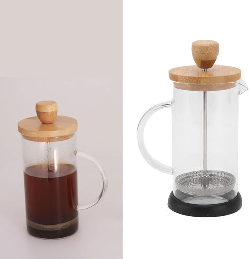 Premium French Press Coffee Brewer Pot, Heat Resistant High Borosilicate Glass, Bamboo Design for Home and Office