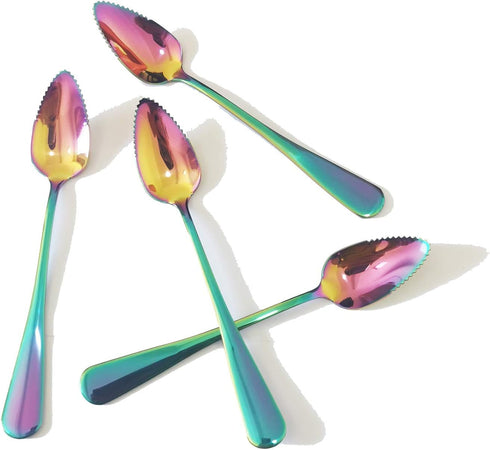4 piece colorful Grapefruit Spoons 6.5 inch Metal Stainless Steel Grapefruit Spoons stainless steel spoon for dessert fruit and salad