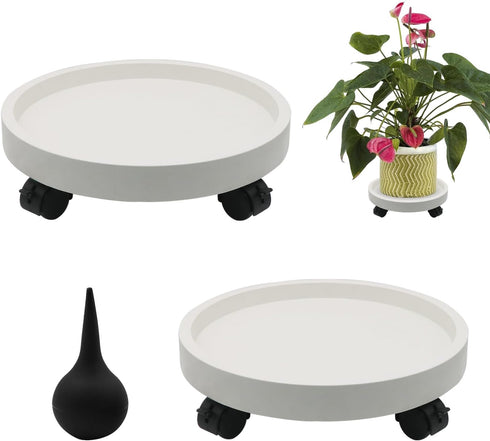 2-Pack 13" Heavy Duty Plant Caddy with Lockable Wheels, Industrial-Grade Rolling Plant