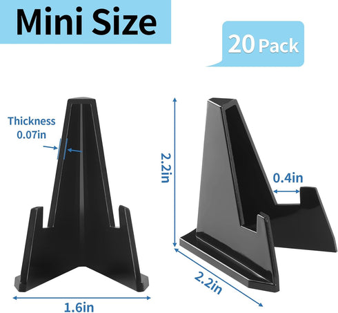 20 Pack Card Stands, Acrylic Card Display, Mini Sports Card Holder, Black Card Stands for Displaying Trading Cards, Baseball Cards, Challenge Medals, Coins, Graded Card (2.28 Inch Tall)
