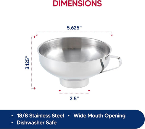 HIC Kitchen 18/8 Stainless Steel Canning Funnel, 5.5-Inch Diameter