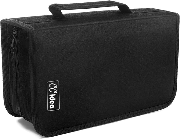 CCidea CD Case DVD Storage Holder, 128 Capacity Organizer, Portable Plastic Protective Carrying Binder for Home Travel
