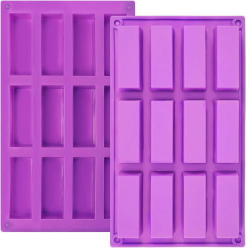 Goensjt 2 Pack Granola Bar Mold Silicone Mold,12 Cavity Rectangle Energy Bar Mold,Cereal