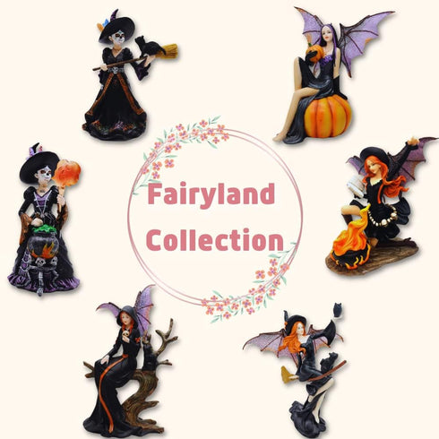 Comfy Hour Fairyland Collection 6” Dark Fairy Witch Figurine Holding Pumpkin, Halloween Theme Gift & Home Decoration