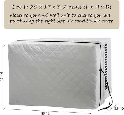 Indoor Air Conditioner Cover, AC Unit Window Cover with Double Insulation and Elastic Drawstring, 25L x 17H x 3.5D